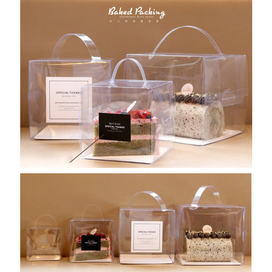 6 / 8 / 10 inch Transparent cake box with handle / clear plastic gift box