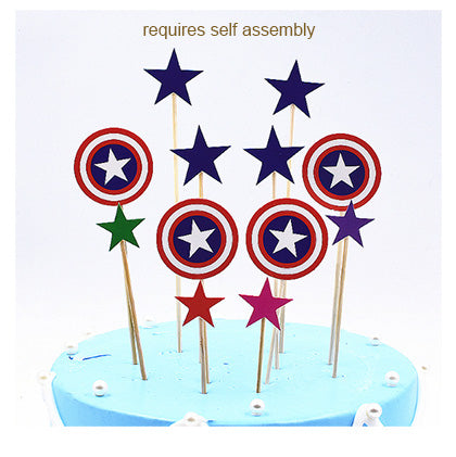 Toppers - Captain America birthday cake star toppers shield cake topper
