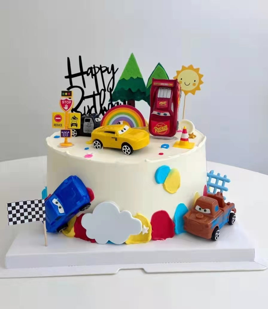 Cars decoration car cake topper for boy birthday car transportation figurines toppers