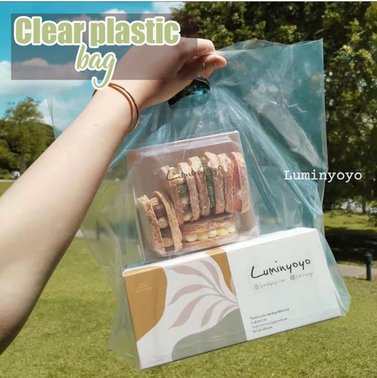 10pcs plastic bags packaging bag salad bowl clear carrier bag transparent carrying bag