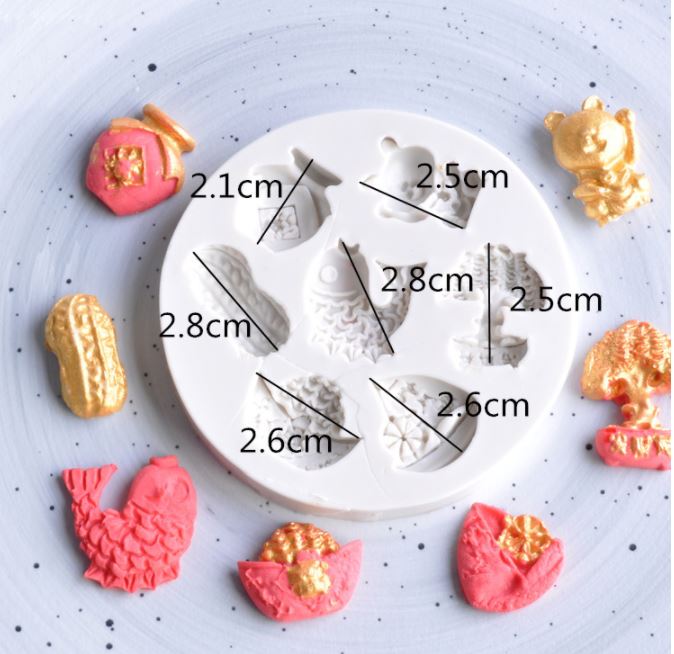 Chinese new year mould latern firecracker fish cake decorating mold 福新年模