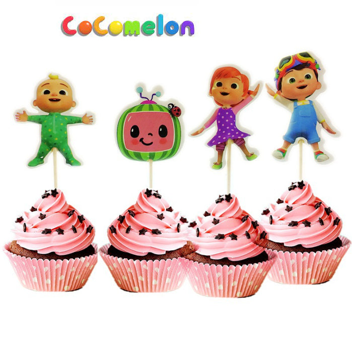 24pcs Cocomelon Baby cupcake toppers gender reveal sesame street topper it's a girl boy baby shower cake decoration tag