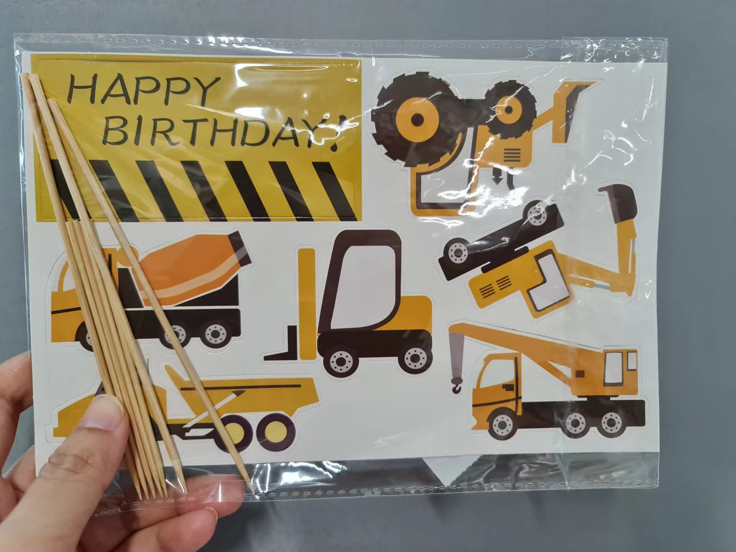 🔥Bulldozer excavator crane cake toppers toy figurine transport model car birthday topper