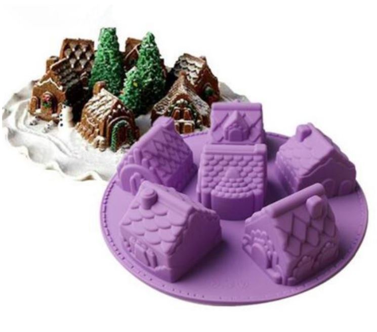 10 inch Large Gingerbread cottage house silicone mould houses silicon mold cake pan