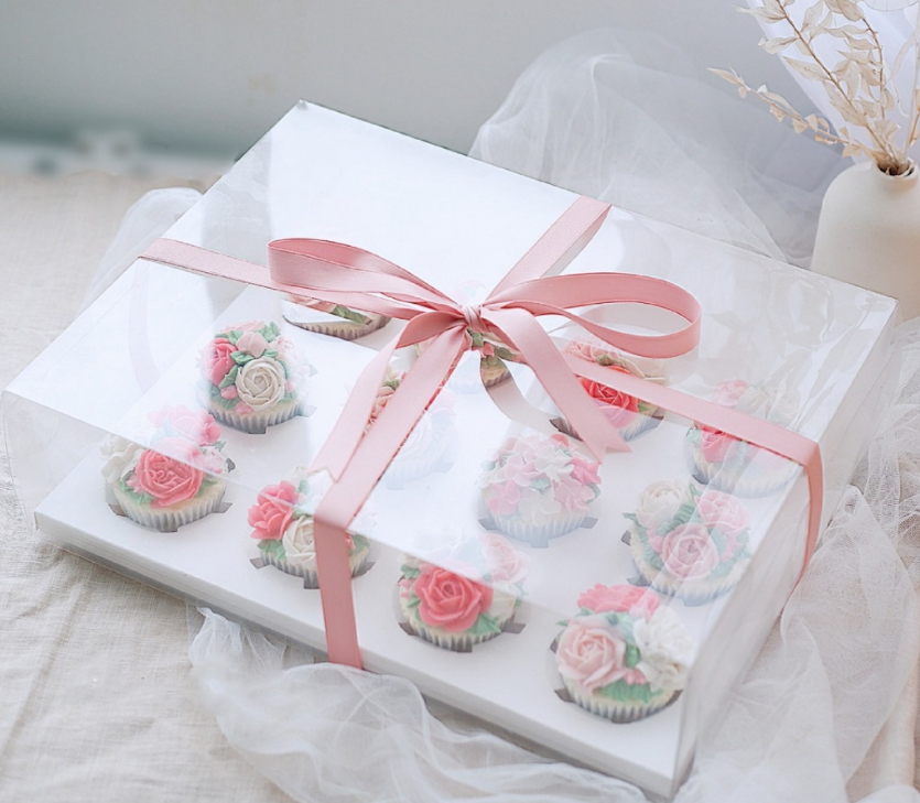 Cupcake Box (TALL) - 4, 6 or 12 cavity transparent clear plastic cupcake box cake packaging acrylic PET box