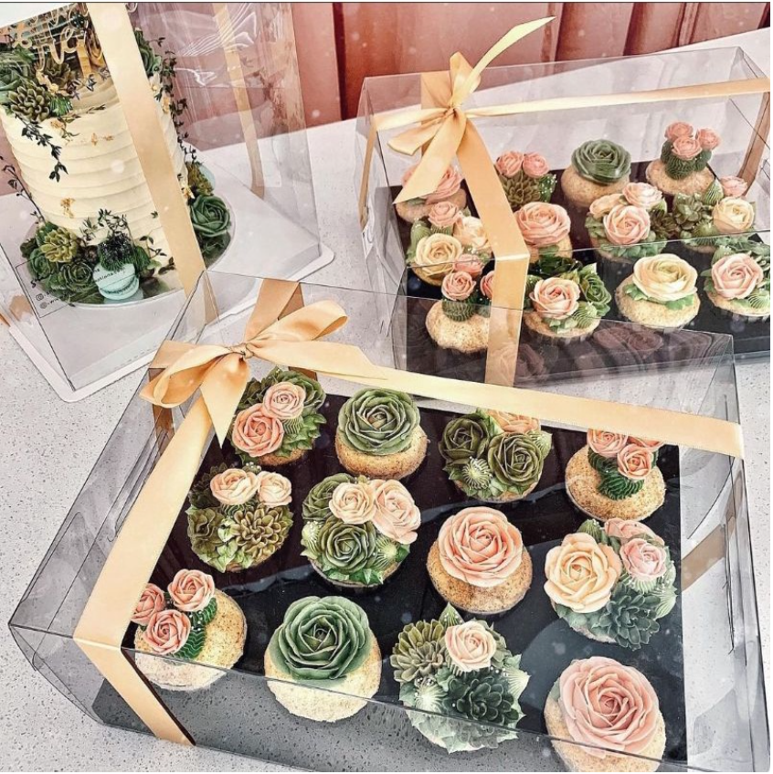 Cupcake Box (TALL) - 4, 6 or 12 cavity transparent clear plastic cupcake box cake packaging acrylic PET box