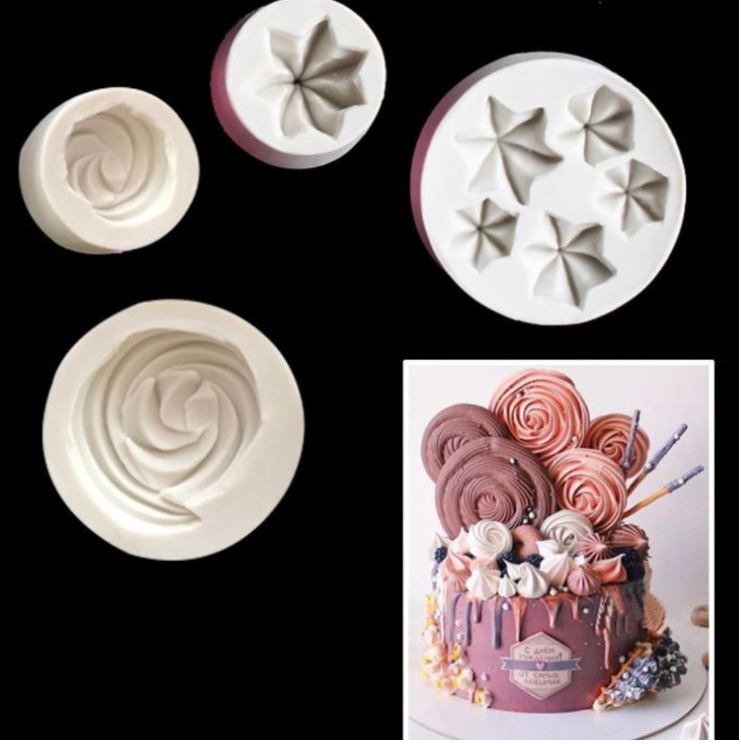 Drip cake decorations silicone mould decor fondant silicon mold meringue kisses swirls