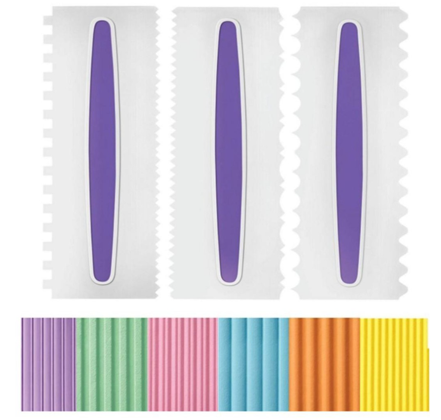 3pcs Cake edge side pattern scraper icing comb smoother set