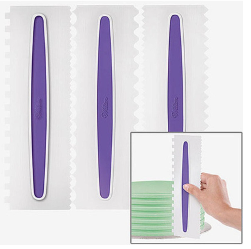 3pcs Cake edge side pattern scraper icing comb smoother set