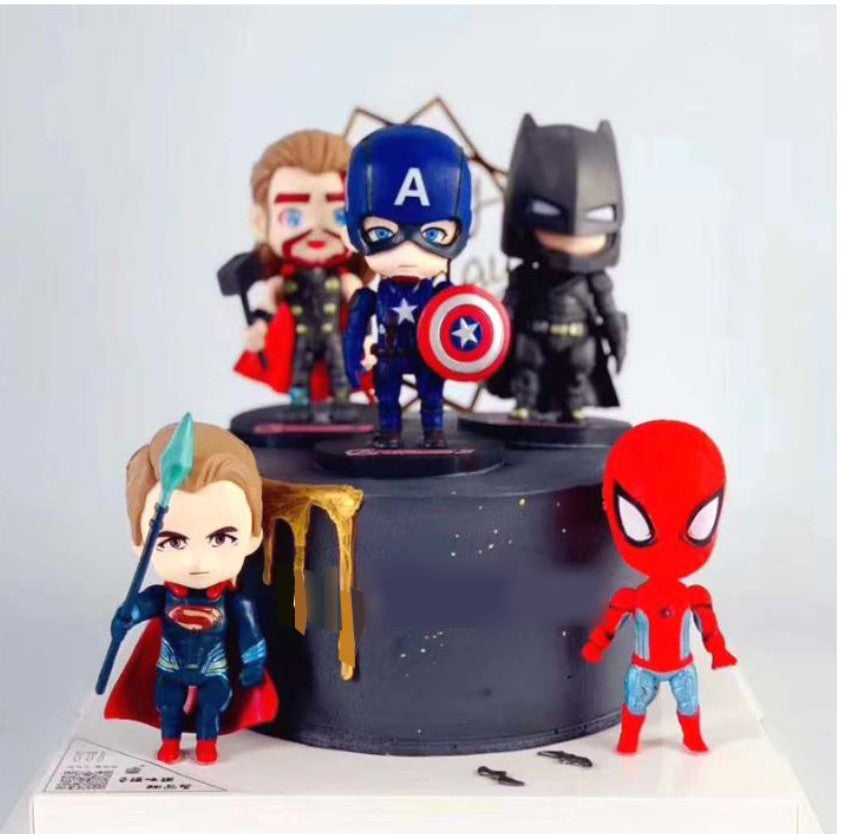 Avengers 6pcs figurine set Captain america iron man thor batman spiderman superman toy figure cake topper