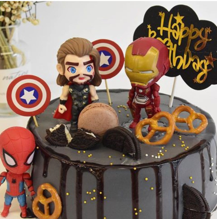 Avengers 6pcs figurine set Captain america iron man thor batman spiderman superman toy figure cake topper