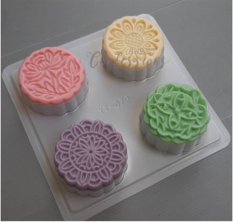 4 cavity floral mooncake plastic mould jelly mooncake mold agar agar