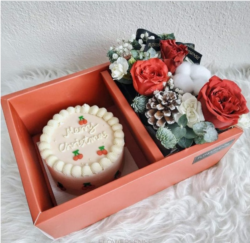 🔥Gift box - Cake & flowers packaging box clear transparent 2 in 1 gift set bouquet box