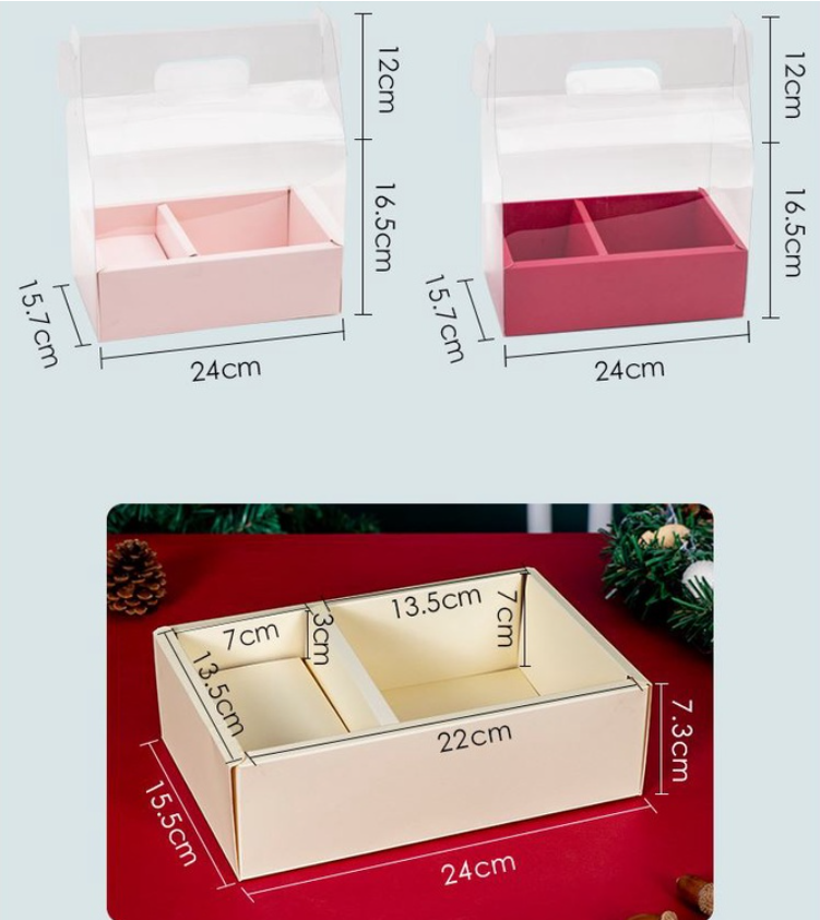 🔥Gift box - Cake & flowers packaging box clear transparent 2 in 1 gift set bouquet box