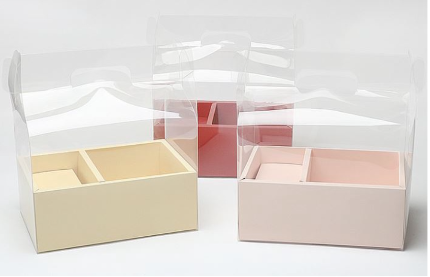 🔥Gift box - Cake & flowers packaging box clear transparent 2 in 1 gift set bouquet box