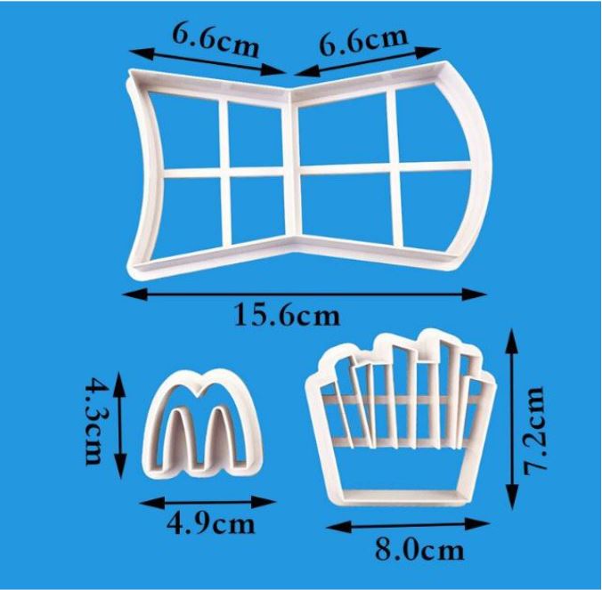 3pcs mantou cutter french fries bun cutter cake decorating tool set mcdonald logo cutter dough cutter