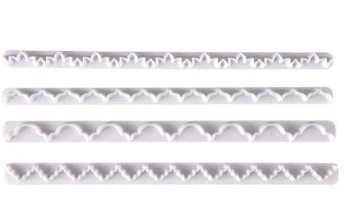 Straight Frill cutters - 4pcs set curved borders grass roof fondant cake decorating cutter