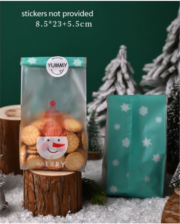 20pcs Christmas cookie wrappers xmas cookie gift packaging plastic bag