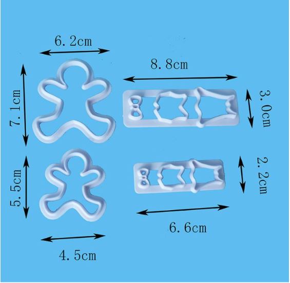 4 cutters - Gingerbread man people set for christmas cake cupcake decorating cookie cutter