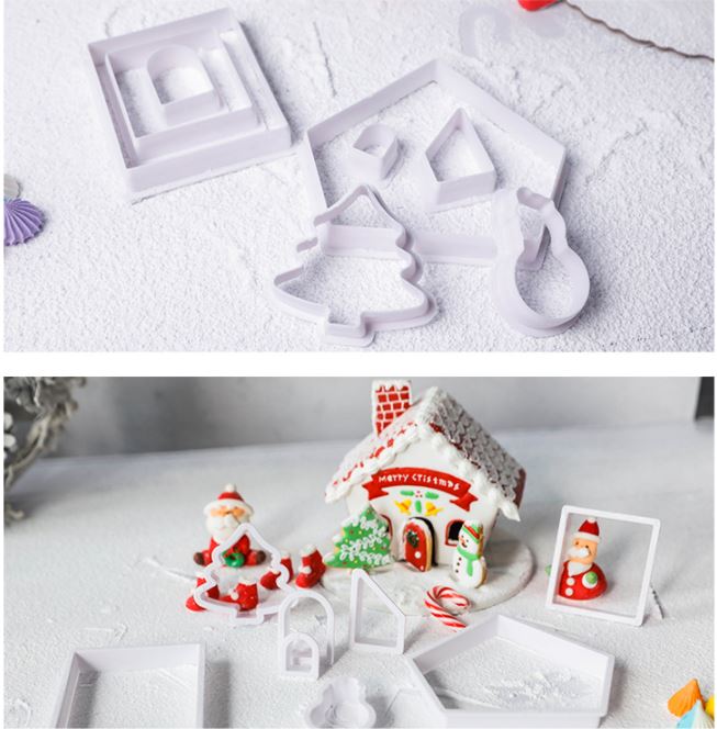 8pcs gingerbread house cookie cutter set xmas tree snow man cutters
