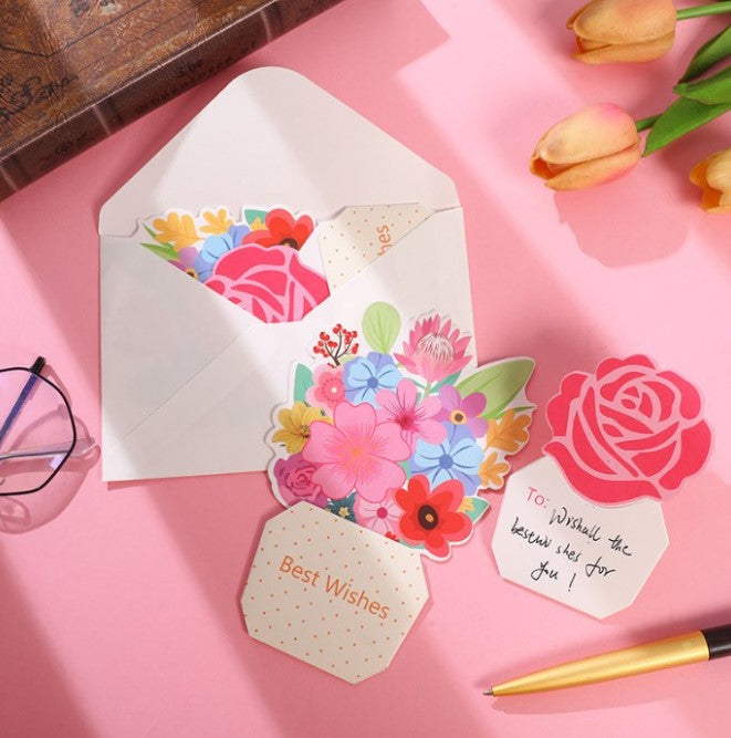 Flower Bouquet greeting card Best wishes get well card