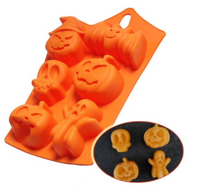 Halloween pumpkin ghost witch skeleton bat silicone jelly mould cake baking tray silicon mold