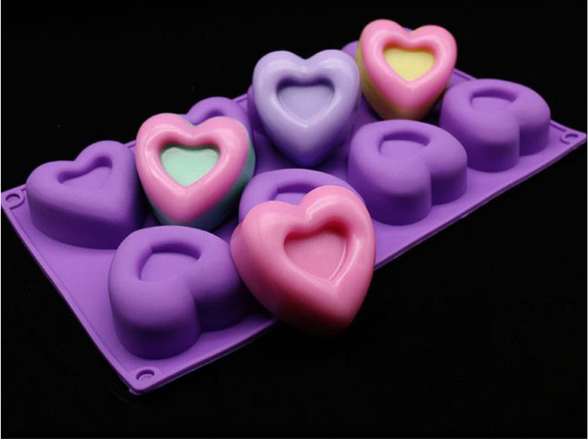 8 cavity heart love shape silicone mould mousse cake soap jelly mold