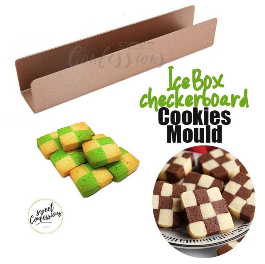 Icebox cookies mould checkerboard biscuit shaper tool square cookies shaping mold U shape metallic tray