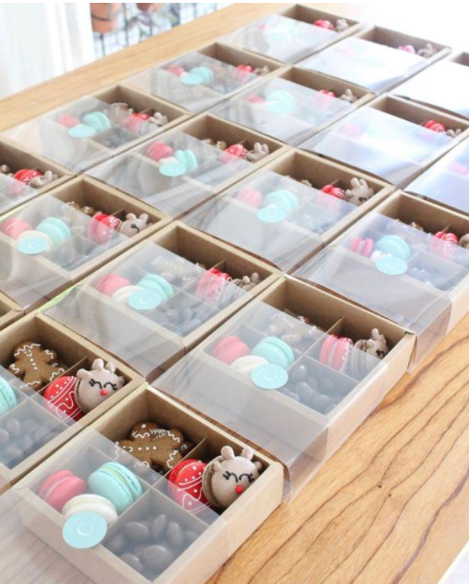 🇸🇬🇸🇬 Kraft box Food tray takeaway box 2 / 4 / 6 / 8 cavity brownie box kraft brown cake packaging box 80g 2 cavity mooncake boxes