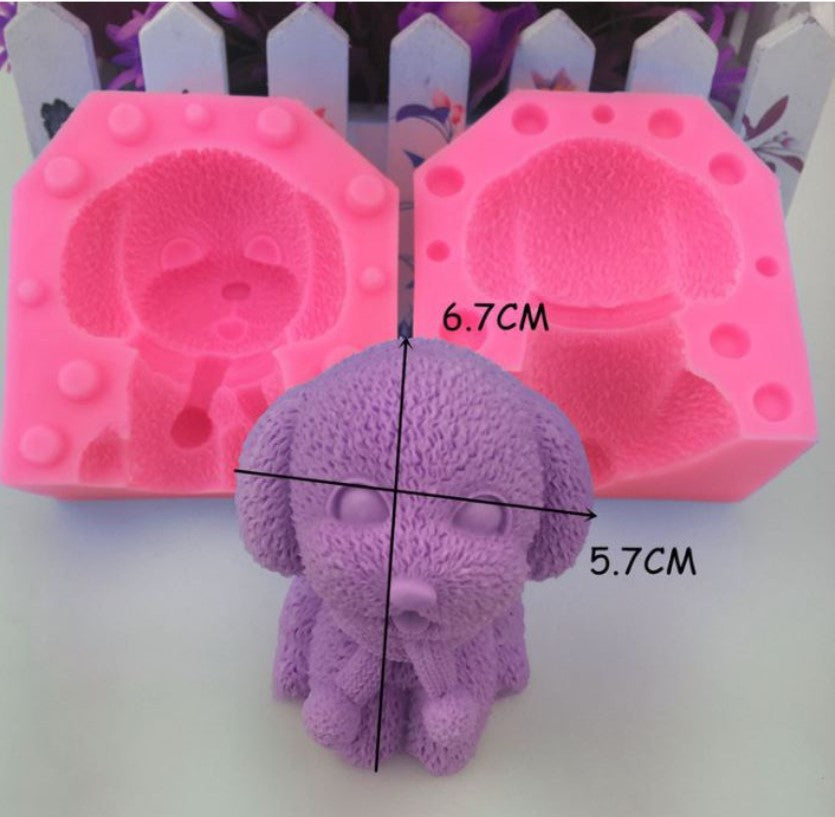 🇸🇬 Dog mould poodle fondant jelly mould Sleeping bear mould 4.5 inch fur animal texture mold cake topper