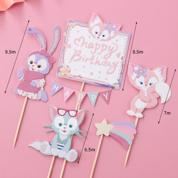 Lina Bell pink fox cupcake toppers cake decoration for baby girl birthday