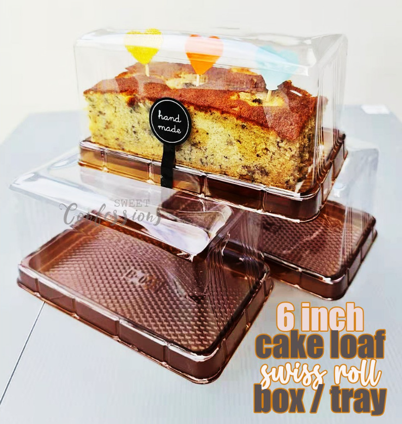 10pcs rectangle long loaf box swiss roll tray 6 inch cake box plastic packaging box clear transparent packing tray