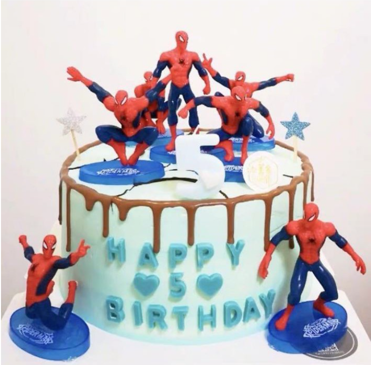 7pcs Spiderman marvel avengers figures for decorating kids birthday cake topper spider black web topper