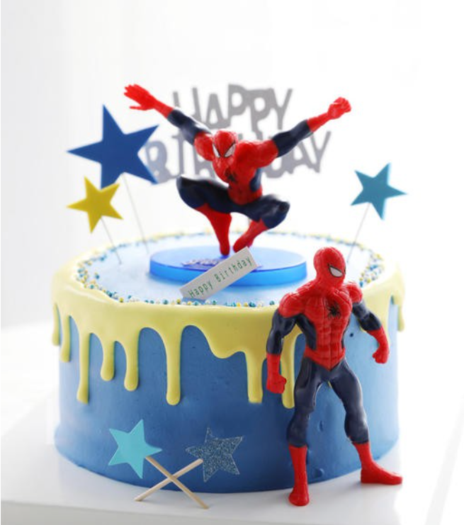 7pcs Spiderman marvel avengers figures for decorating kids birthday cake topper spider black web topper