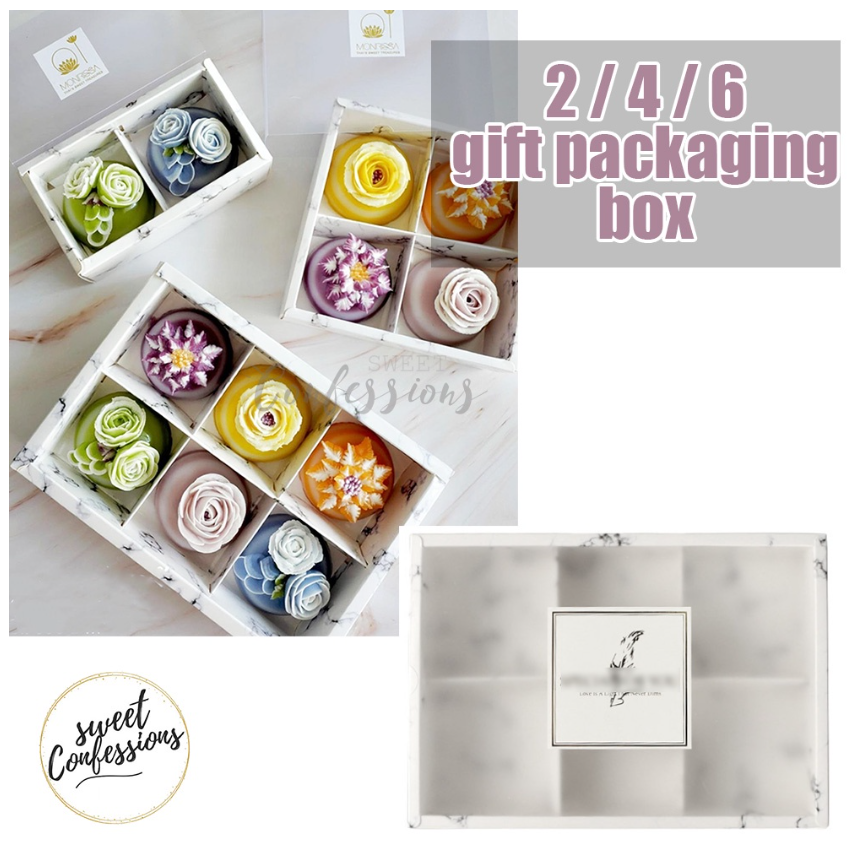 Marble mooncake box tart box 4 cavity 6 cavity pastry cake dessert brownie gift packaging box