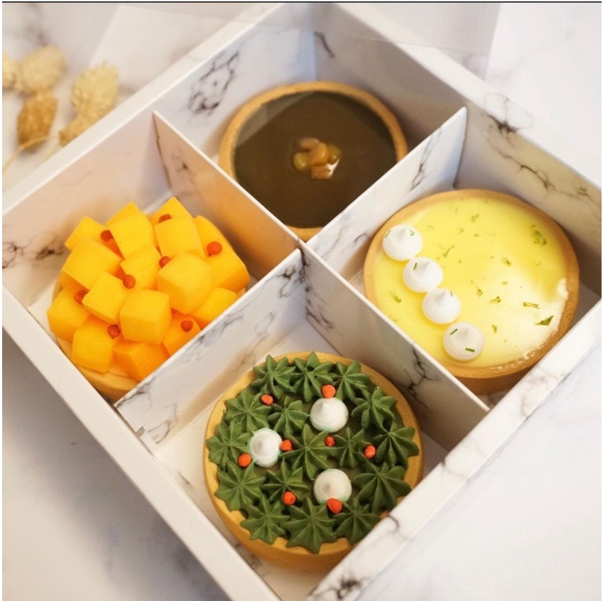 Marble mooncake box tart box 4 cavity 6 cavity pastry cake dessert brownie gift packaging box