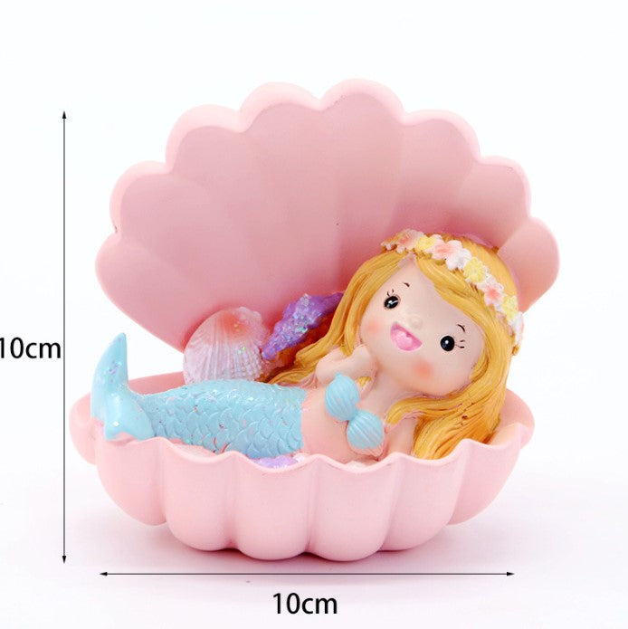 Clam shell mermaid princess cake topper decoration for girl birthday cake