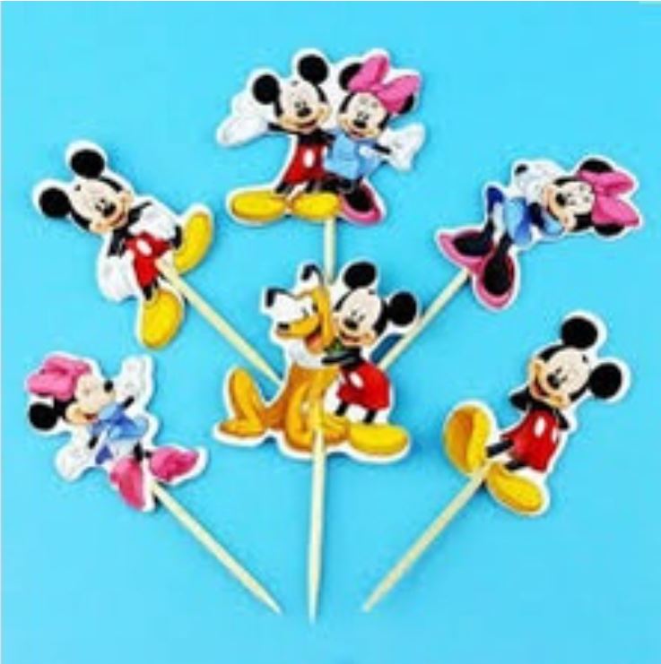 24pcs mickey cake topper minnie cupcake toppers gift tag cake decorating paper card