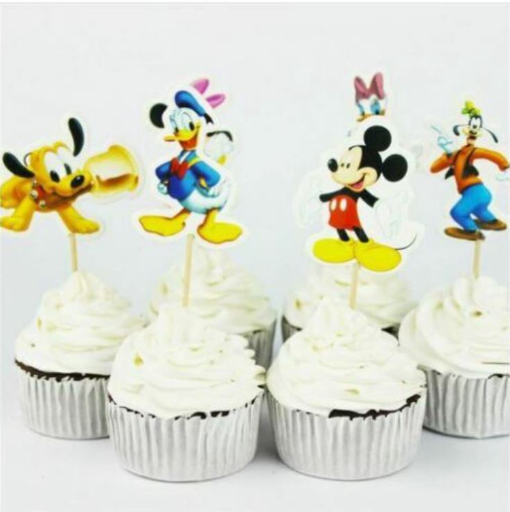 24pcs mickey cake topper minnie cupcake toppers gift tag cake decorating paper card