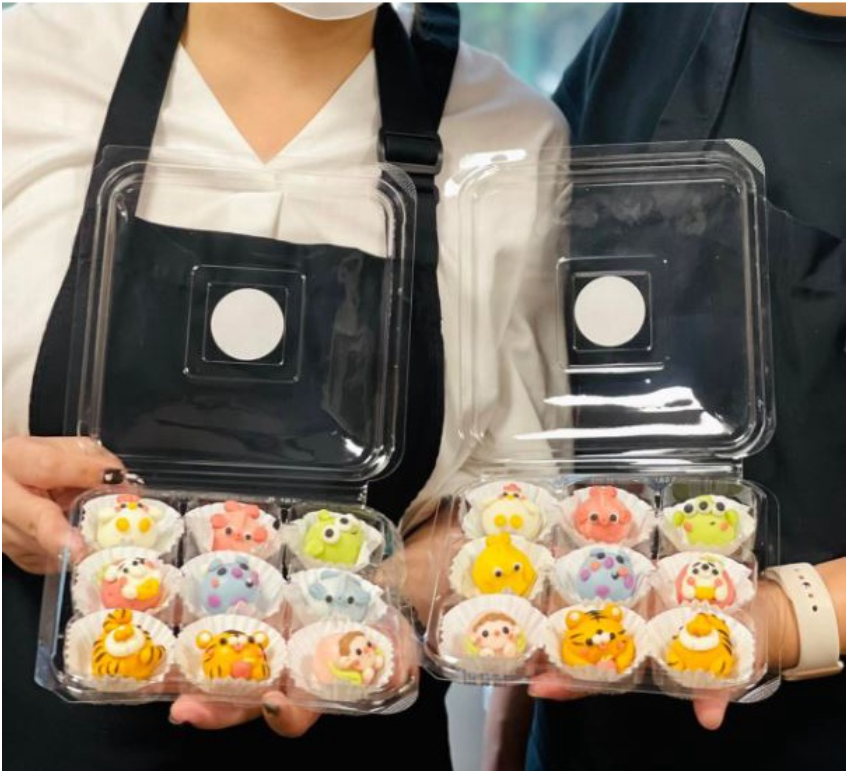 🇸🇬 10 pcs Mini cupcake box Mini tart - tray transparent 9 cavity packaging box dumpling box tray mantou