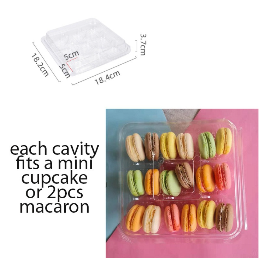 🇸🇬 10 pcs Mini cupcake box Mini tart - tray transparent 9 cavity packaging box dumpling box tray mantou