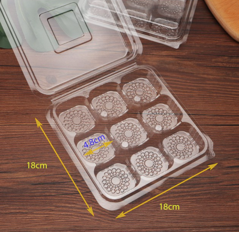 🇸🇬 10 pcs Mini cupcake box Mini tart - tray transparent 9 cavity packaging box dumpling box tray mantou