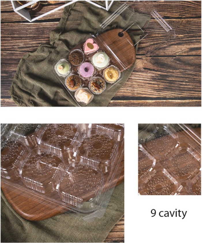🇸🇬 10 pcs Mini cupcake box Mini tart - tray transparent 9 cavity packaging box dumpling box tray mantou