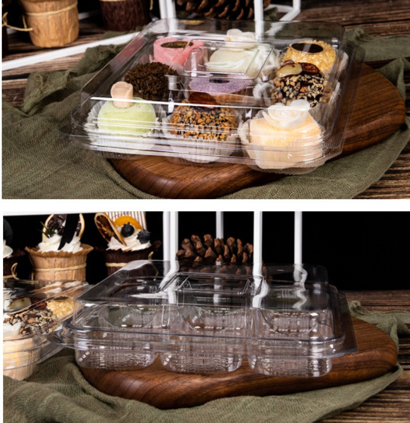 🇸🇬 10 pcs Mini cupcake box Mini tart - tray transparent 9 cavity packaging box dumpling box tray mantou