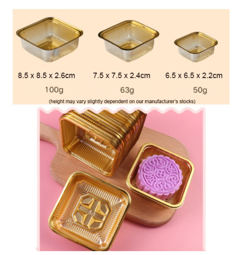 100pcs mooncake tray dessert pastry packaging box heat sealer tray gold trays