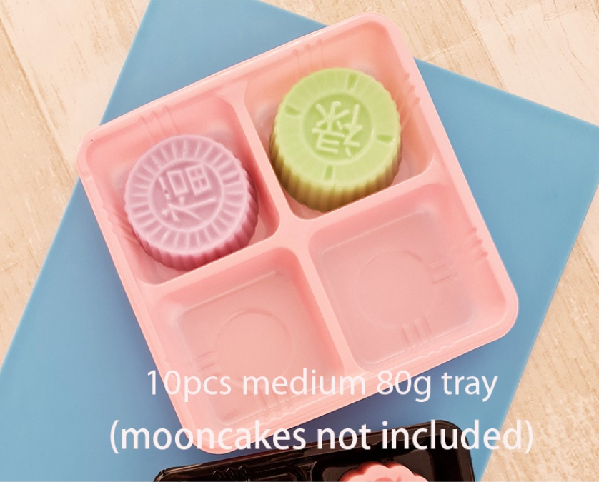 🇸🇬(10pcs) mini tart tray mooncake box cake brownie box disposable food tray 4 compartment packaging box fruit tart box