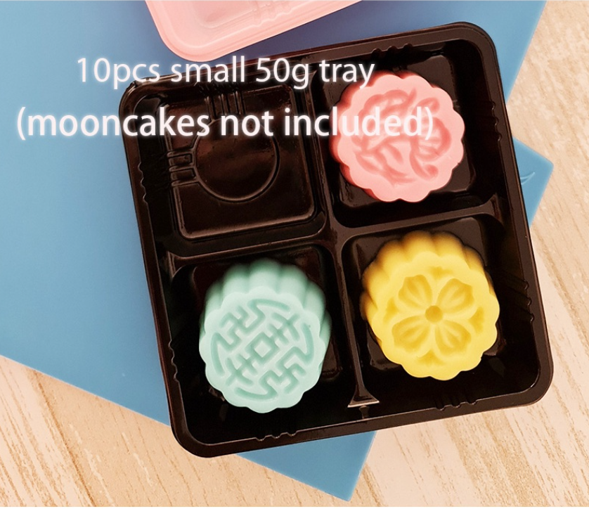 🇸🇬(10pcs) mini tart tray mooncake box cake brownie box disposable food tray 4 compartment packaging box fruit tart box