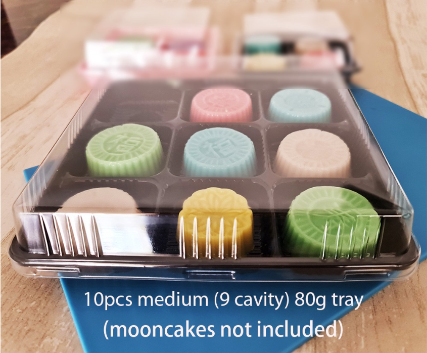 🇸🇬(10pcs) mini tart tray mooncake box cake brownie box disposable food tray 4 compartment packaging box fruit tart box