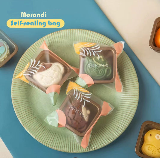 Morandi self adhesive sealing wrapper mooncake bag plastic bag cookie gift packaging