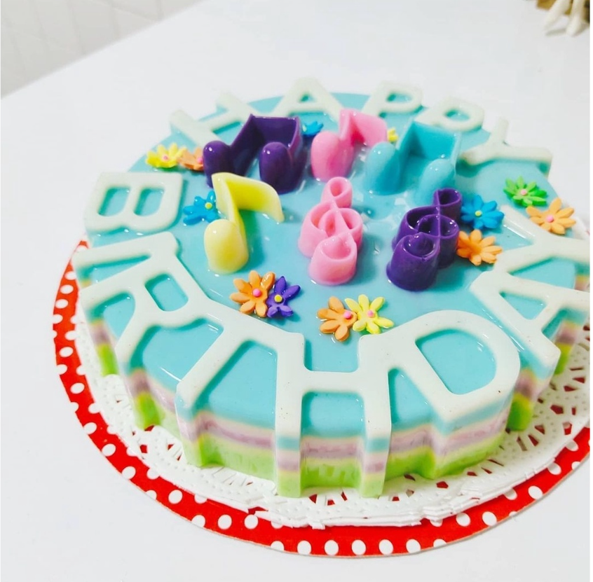 8 inch Happy birthday mould for jelly or mousse cake agar agar pudding cake silicon mold